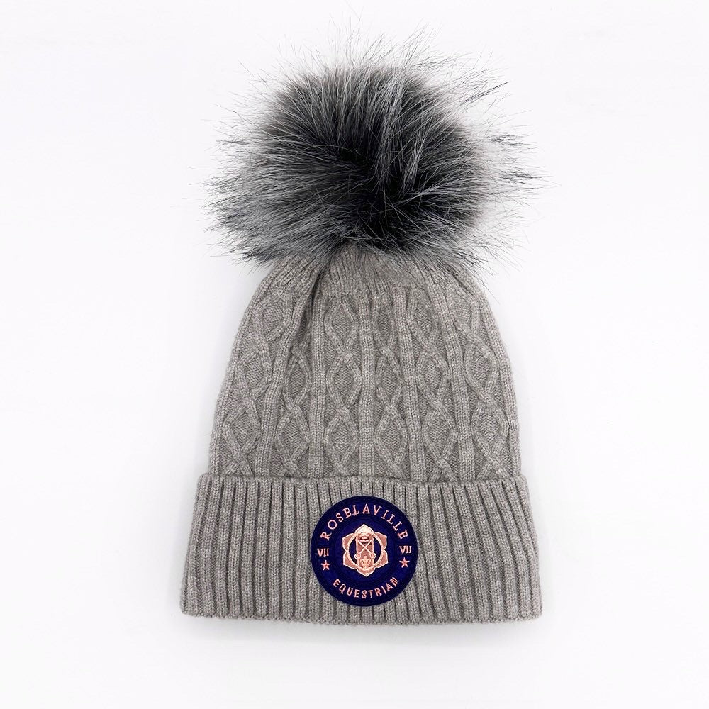 RL SIGNATURE POM POM HAT SILVER GREY