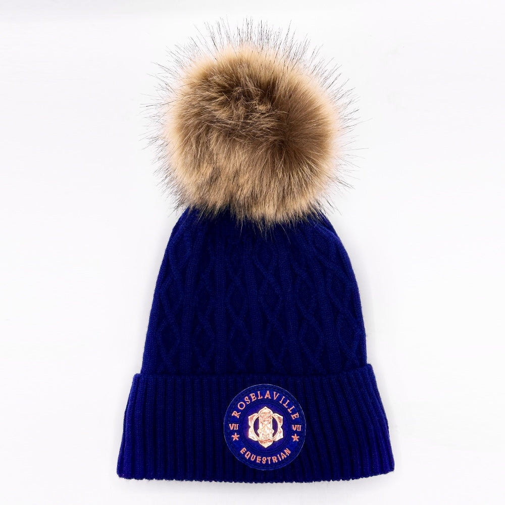 RL SIGNATURE POM POM HAT RICH NAVY BLUE